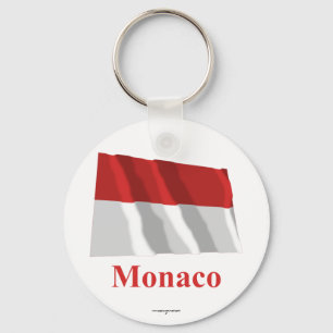 Monaco Waving Flag with Name Key Ring