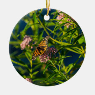 Monarch And Milkweed Ceramic Tree Decoration