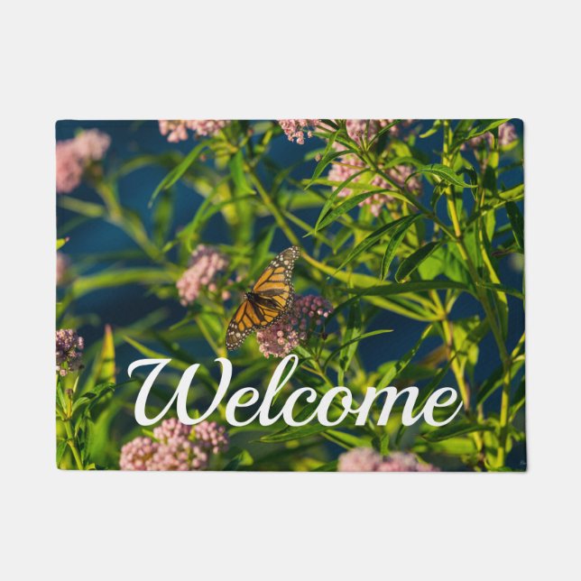 Monarch And Milkweed Welcome Doormat (Front)