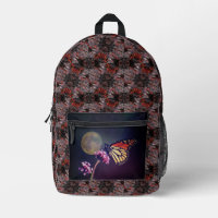 Monarch and Moon Purple Orange Abstract