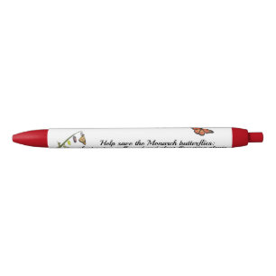 Monarch buttefly blue ink pen