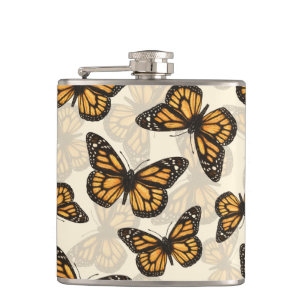 Monarch butterfles hip flask