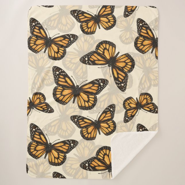 Monarch butterfles sherpa blanket (Front)