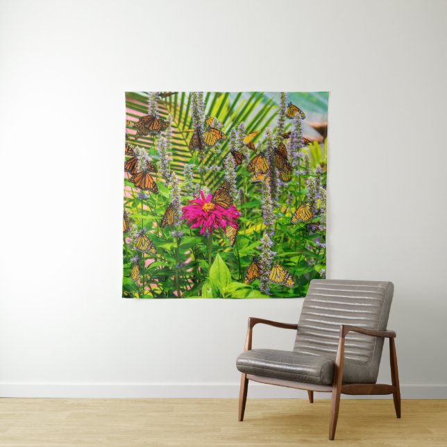Monarch Butterflies 57 x 57 Tapestry (In Situ)