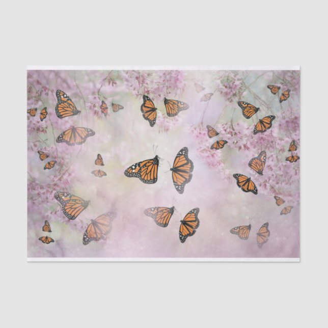 Monarch Butterflies Blossoms Tissue Paper (Front)