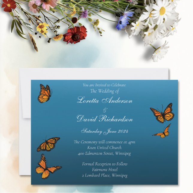 Monarch Butterflies Blue Ombre Invitation (Creator Uploaded)