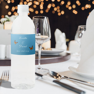 Monarch Butterflies Blue Ombre Water Bottle Label