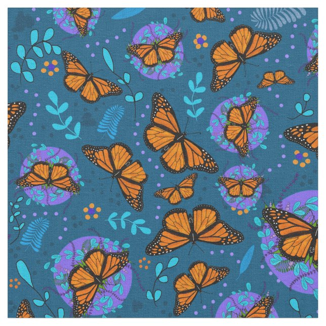 Monarch Butterflies Fabric (Close Up)