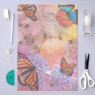 Monarch Butterflies n Bees Collage Tissue Paper
