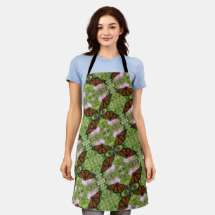 Monarch Butterflies on Pink Thistle Apron