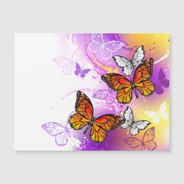 Monarch Butterflies on Purple Background (Front)