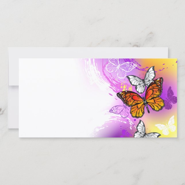 Monarch Butterflies on Purple Background (Front)