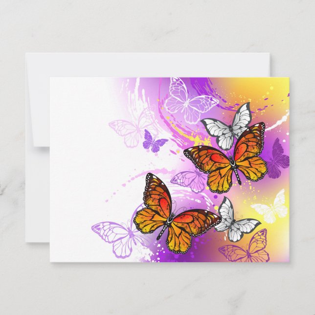 Monarch Butterflies on Purple Background (Front)
