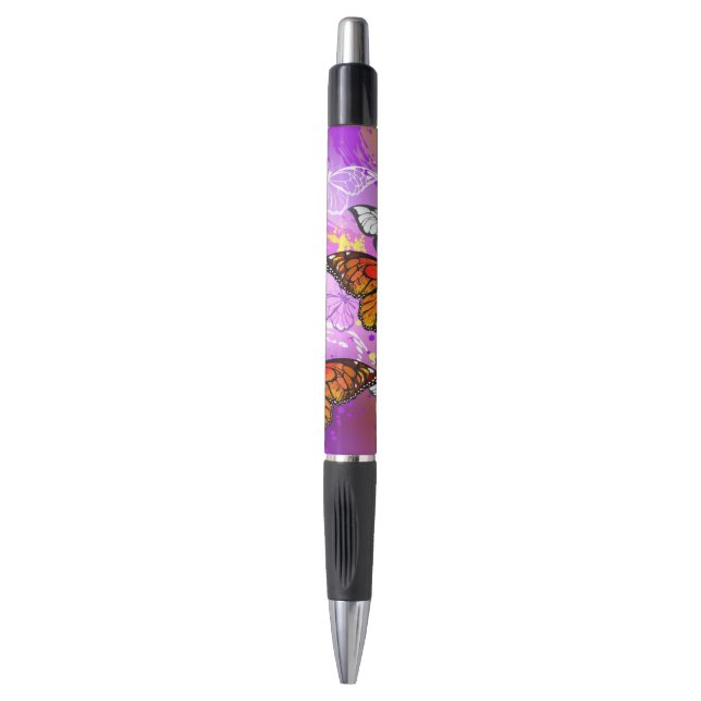Monarch Butterflies on Purple Background (Front Vertical)