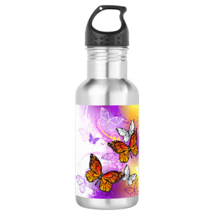 Monarch Butterflies on Purple Background 532 Ml Water Bottle