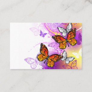 Monarch Butterflies on Purple Background Business Card