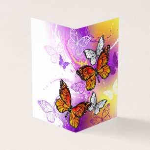Monarch Butterflies on Purple Background Business Card