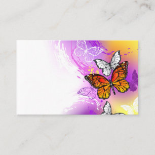 Monarch Butterflies on Purple Background Business Card