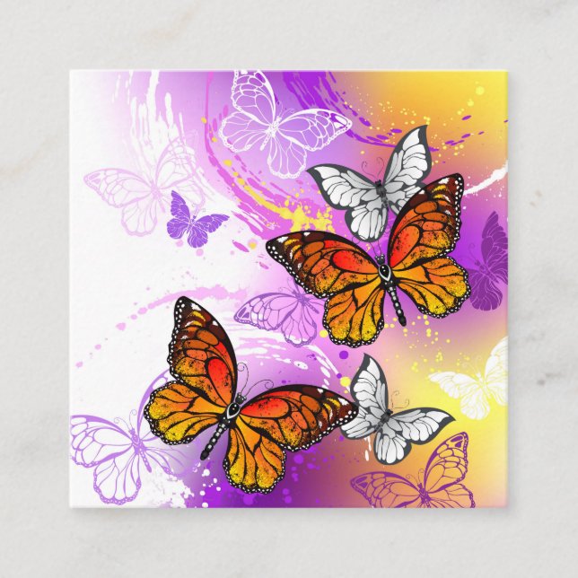 Monarch Butterflies on Purple Background Calling Card (Front)