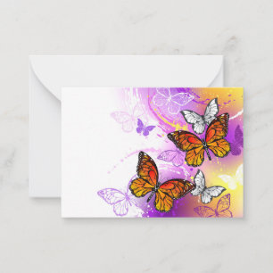 Monarch Butterflies on Purple Background Card