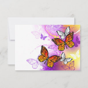 Monarch Butterflies on Purple Background Card