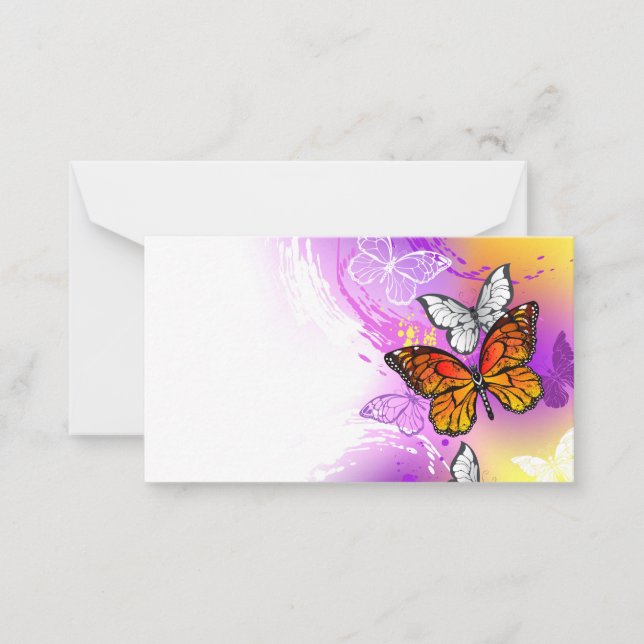 Monarch Butterflies on Purple Background Card (Front)