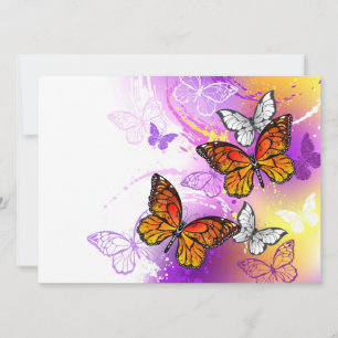 Monarch Butterflies on Purple Background Card