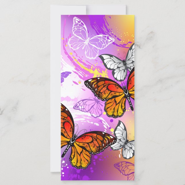 Monarch Butterflies on Purple Background Card (Front)