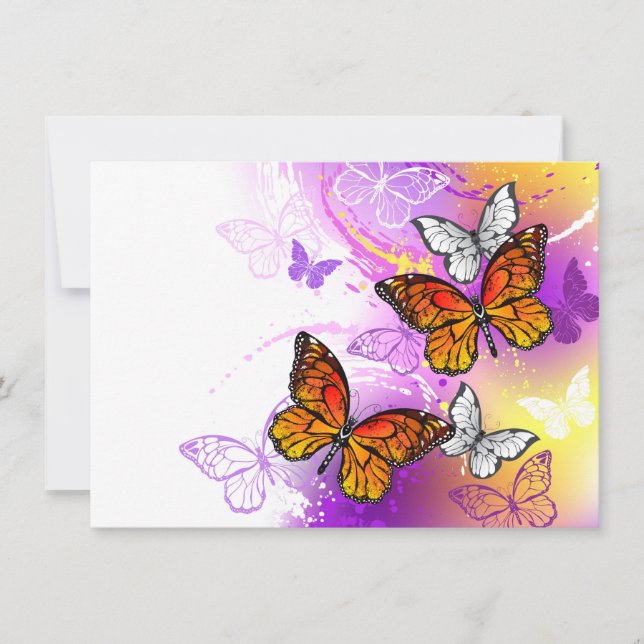 Monarch Butterflies on Purple Background Card (Front)