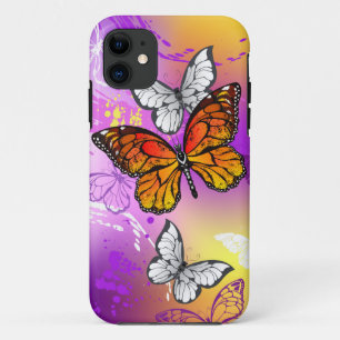 Monarch Butterflies on Purple Background Case-Mate iPhone Case
