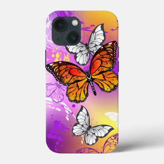 Monarch Butterflies on Purple Background Case-Mate iPhone Case (Back)
