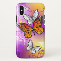 Monarch Butterflies on Purple Background