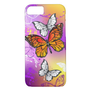 Monarch Butterflies on Purple Background Case-Mate iPhone Case