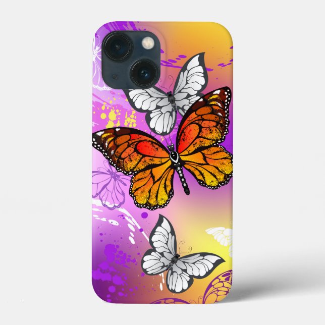 Monarch Butterflies on Purple Background Case-Mate iPhone Case (Back)