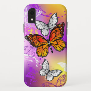 Monarch Butterflies on Purple Background Case-Mate iPhone Case