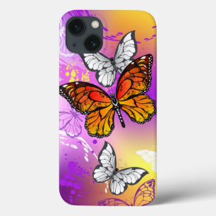 Monarch Butterflies on Purple Background iPhone 13 Case