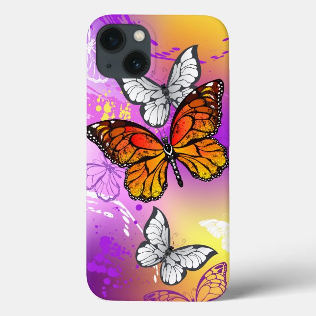 Monarch Butterflies on Purple Background Case-Mate iPhone Case (Back)