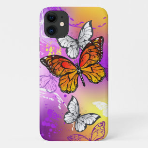 Monarch Butterflies on Purple Background Case-Mate iPhone Case