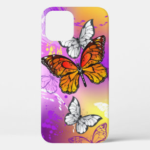 Monarch Butterflies on Purple Background iPhone 12 Case