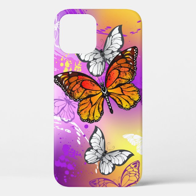 Monarch Butterflies on Purple Background Case-Mate iPhone Case (Back)