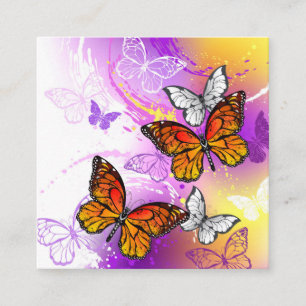 Monarch Butterflies on Purple Background Discount Card
