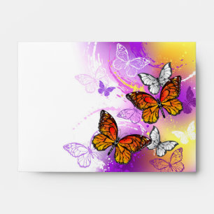 Monarch Butterflies on Purple Background Envelope