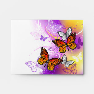 Monarch Butterflies on Purple Background Envelope