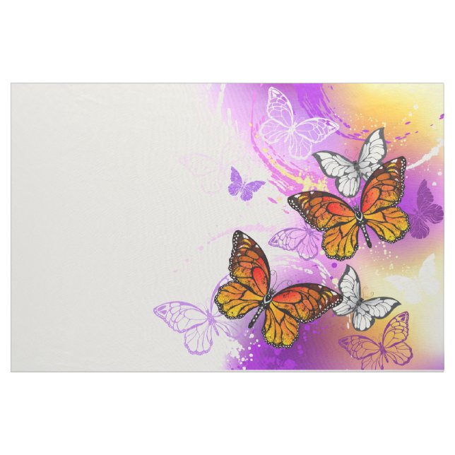 Monarch Butterflies on Purple Background Fabric (Yard)