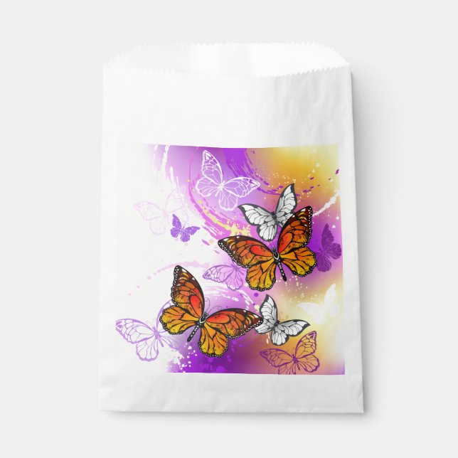 Monarch Butterflies on Purple Background Favour Bags (Front)
