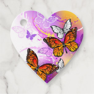 Monarch Butterflies on Purple Background Favour Tags