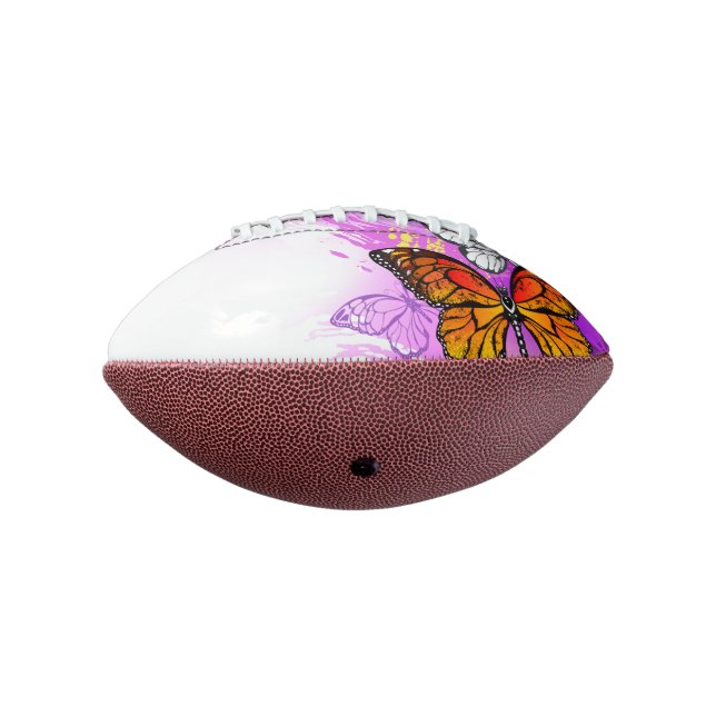 Monarch Butterflies on Purple Background Football (Rotated 270)