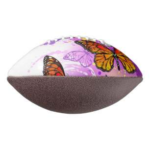 Monarch Butterflies on Purple Background Football