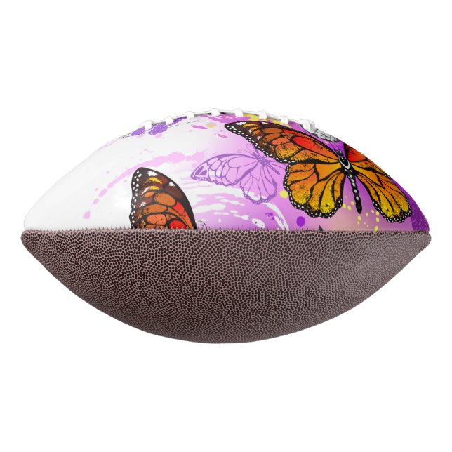 Monarch Butterflies on Purple Background Football (Rotated 270)