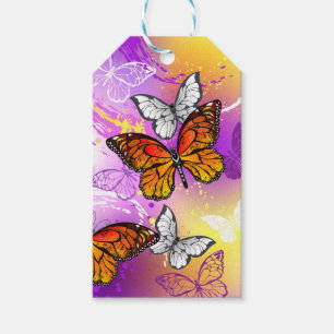 Monarch Butterflies on Purple Background Gift Tags
